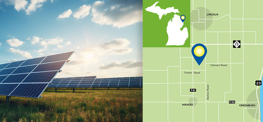 gustin solar panels and map